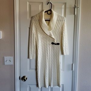Clavin Klein Cream Sweater Dress Sz M